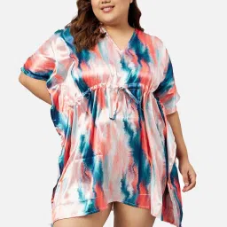 Secrets By ZeroKaata Pink & Blue Printed Kaftan image 1
