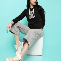 Campus Sutra Black Cotton Graphic Print Hoodie image 4