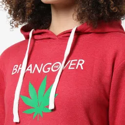 Campus Sutra Maroon Cotton Graphic Print Hoodie image 4
