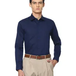 Louis Philippe Permapress Navy Cotton Regular Fit Shirt-image-97