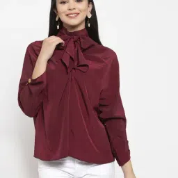 KASSUALLY Maroon Relaxed Fit Top-image-1