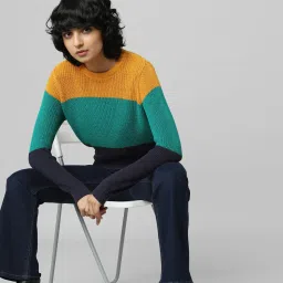 Only Multicolor Cotton Color-Block Pullover image 4