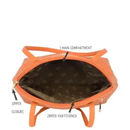 Baggit Orange Solid Large Bowler Bag image 4