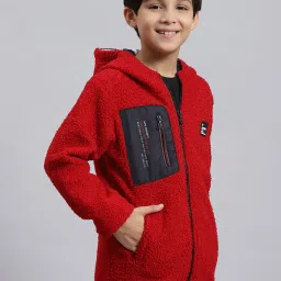 Monte Carlo Kids Red Solid Full Sleeves Jacket image 4
