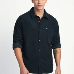 The Bear House Navy Relaxed Fit Texture Shirt image 1