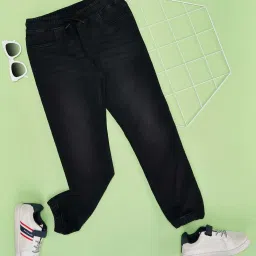 Pantaloons Junior Boys Jet Black Cotton Solid Jeans image 1