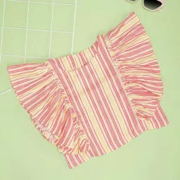 Pantaloons Junior Girls Barely Pink Striped Casual Tops & Tees image 1
