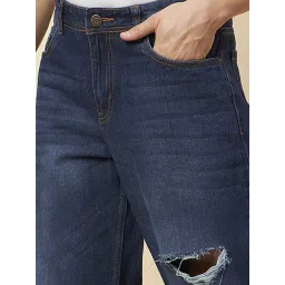 High Star Dark Blue Relaxed Fit Distressed Jeans image 4