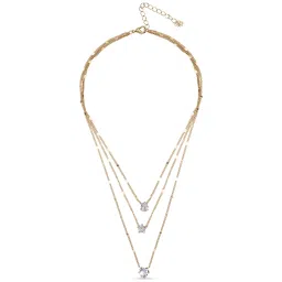 ToniQ Stylish Gold-Plated CZ Stone studded Star Heart 3 Layered Necklace for Women image 4