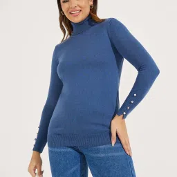 Styli Blue Plain Pullover image 1