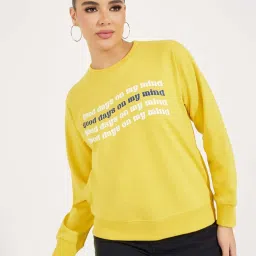 Styli Yellow Printed Sweatshirt image 1