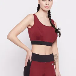 Clovia Maroon Full Coverage Sports Bra image 3