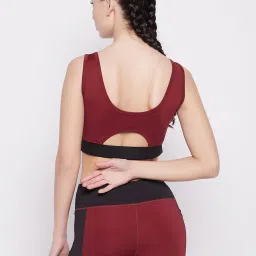 Clovia Maroon Full Coverage Sports Bra image 2