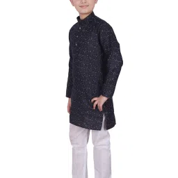 Pro-Ethic Style Developer Kids Navy & White Printed Full Sleeves Kurta with Pyjamas image 4
