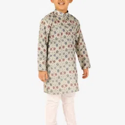Pro-Ethic Style Developer Kids White Printed Full Sleeves Kurta with Pyjamas image 4