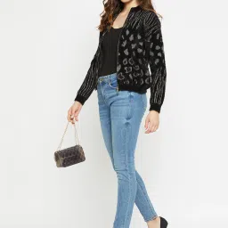 MADAME Black Printed Sweater image 4