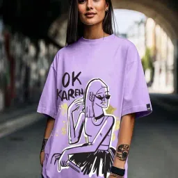 Bewakoof Purple Oversized Graphic T-Shirt-picture-15