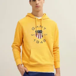 Gant Yellow Regular fit Solid Hooded Sweatshirts image 1