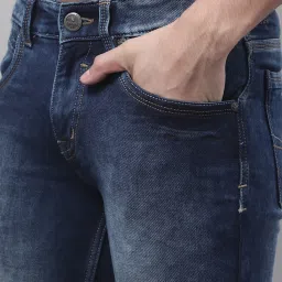 Cantabil Dark Blue Regular Fit Lightly Washed Jeans image 4