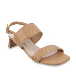 Mochi Women's Beige Back Strap Sandals image 1