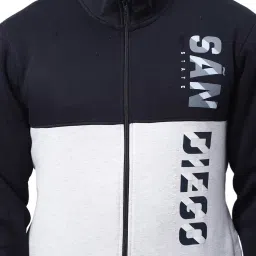 Cantabil Navy Regular Fit High Neck Printed Sweatshirt image 4