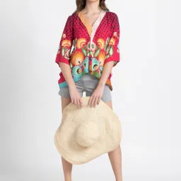 SHAYE Red Floral Print Top image 4