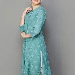 Melange by Lifestyle Blue Printed A Line Kurta image 4
