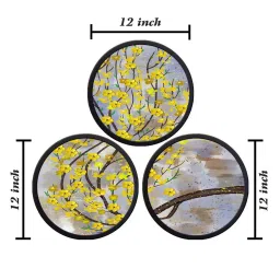 999Store Yellow Mdf Leaves Round Wall Art - Set of 3 image 4