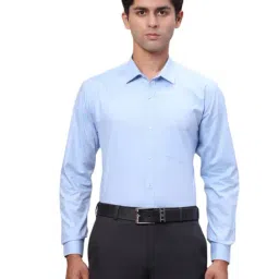 Park Avenue Blue Slim Fit Texture Shirt-image-95