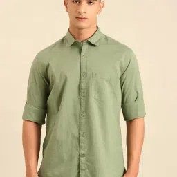 Cavallo by Linen Club Green Linen Slim Fit Casual Shirt-picture-25