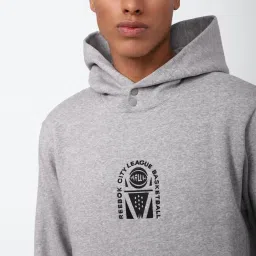 Reebok Grey Cotton Regular Fit Self Pattern Hooded Sweatshirt image 4