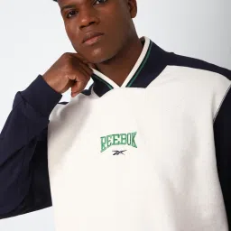 Reebok Cream & Navy Cotton Regular Fit Printed Sweatshirt image 4