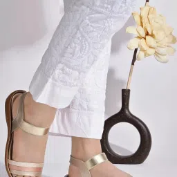 Shoetopia Kids Gold Sling Back Wedges image 1