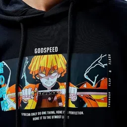 Bewakoof Black Loose Fit Graphic Print Oversized Sweatshirt & Joggers Set image 4