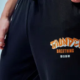 Bewakoof Black Loose Fit Graphic Print Joggers image 4