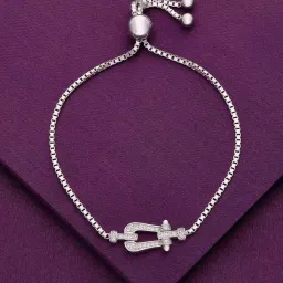 Kai Jewel Sterling Silver Forever Anchored Diamond Adjustable Bracelet image 1