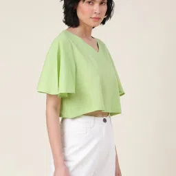 Fabindia Green Cotton Crop Top image 4