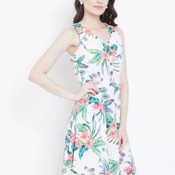DODO & MOA White Printed A-Line Dress image 4