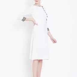 DODO & MOA White Printed A-Line Dress image 4