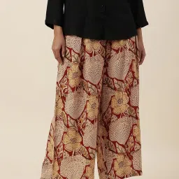 Fabindia Beige & Maroon Printed Palazzos image 3