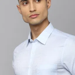 Louis Philippe Blue Cotton Slim Fit Texture Shirt image 4