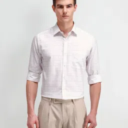 Arrow Beige Cotton Regular Fit Checks Shirt image 1