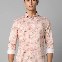 Louis Philippe Peach Cotton Slim Fit Floral Shirt image 1