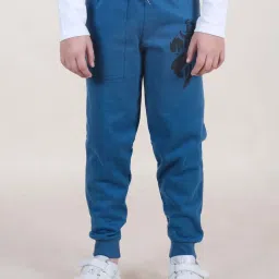 Kiddopanti Boys Blue Printed Track Bottoms Joggers image 1