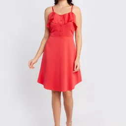 Zink London Red Mini Skater Dress image 1