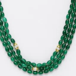 Dugran By Dugristyle Green & White Layered Necklace with Pearls & Natural Stones for Women image 4