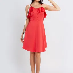 Zink London Red Mini Skater Dress image 4
