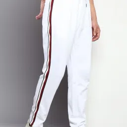 Tommy Hilfiger White Cotton Regular Fit Striped Trackpants image 4