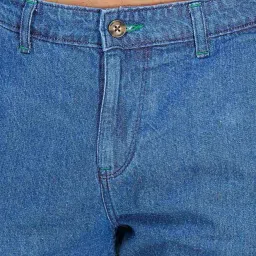 VASTRADO Blue Cotton Regular Fit Denim Shorts image 4