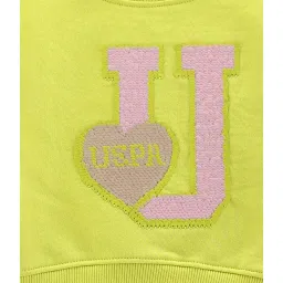 U.S. Polo Assn. Kids Lime Green Embellished Full Sleeves Sweatshirt image 4
